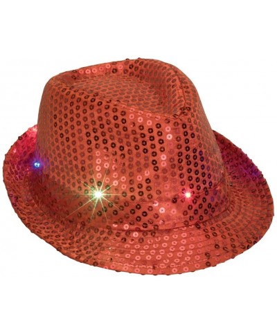 Red Flashing Sequin Hat - Light Up LED Party Hat - CO12MZNX5G9 $6.64 Hats