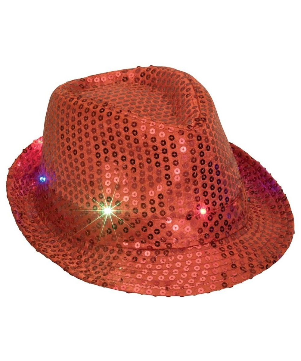Red Flashing Sequin Hat - Light Up LED Party Hat - CO12MZNX5G9 $6.64 Hats