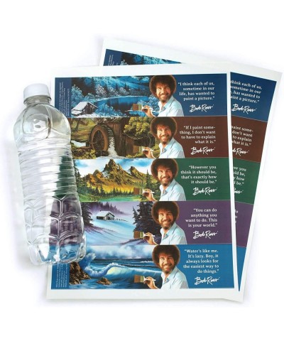 Bob Ross Water Bottle Labels (Set of 20) Unique Quotes & Paintings- Birthday Party Supplies- Waterproof Bottle Wraps - CO19HI...