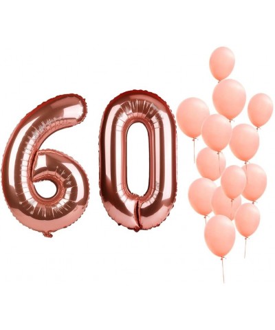 40" Rose Gold Foil Mylar Number Balloons Birthday Party Wedding Decoration Helium Digit Balloons-Number 60 - Rose Gold 60 - C...