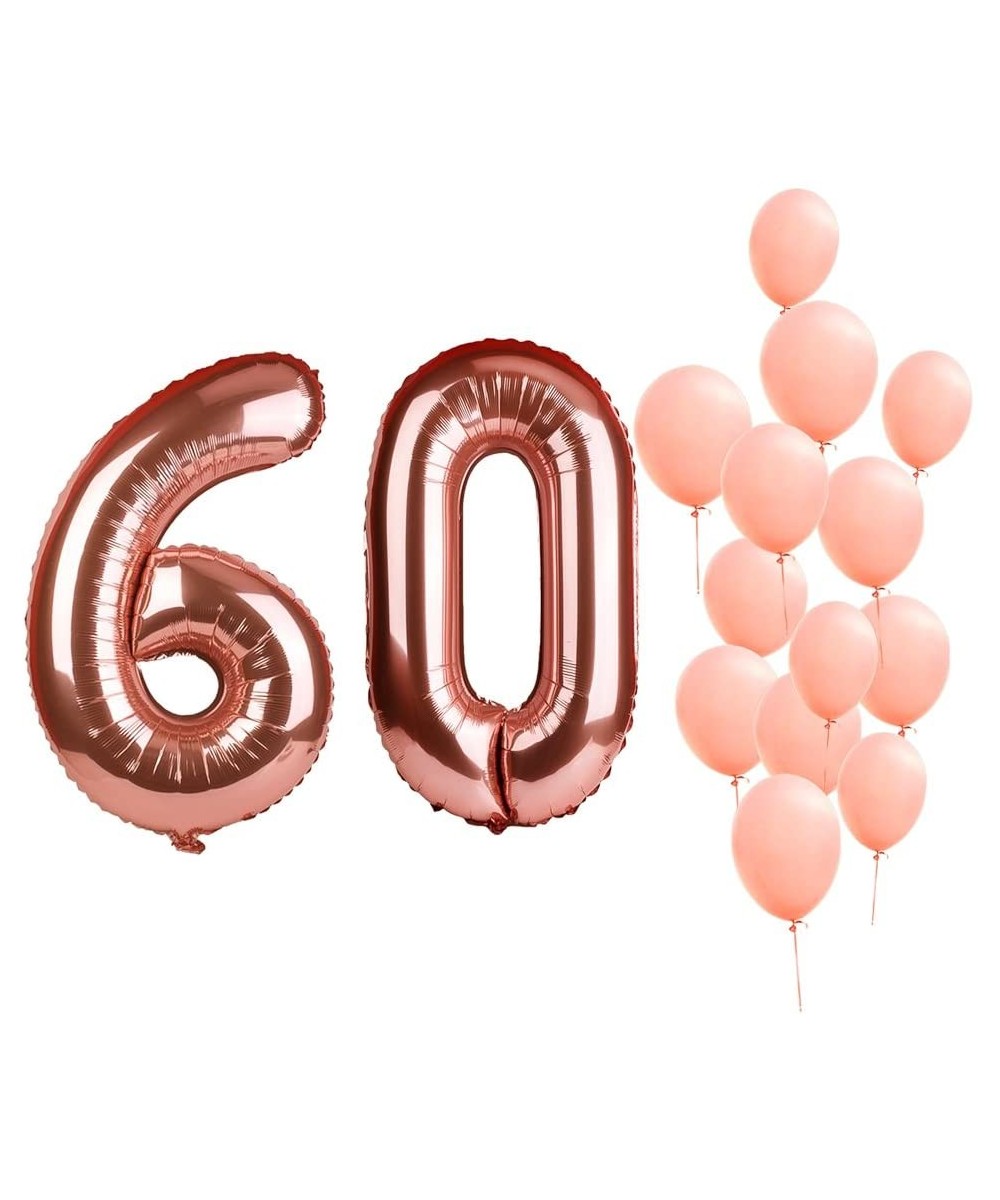 40" Rose Gold Foil Mylar Number Balloons Birthday Party Wedding Decoration Helium Digit Balloons-Number 60 - Rose Gold 60 - C...
