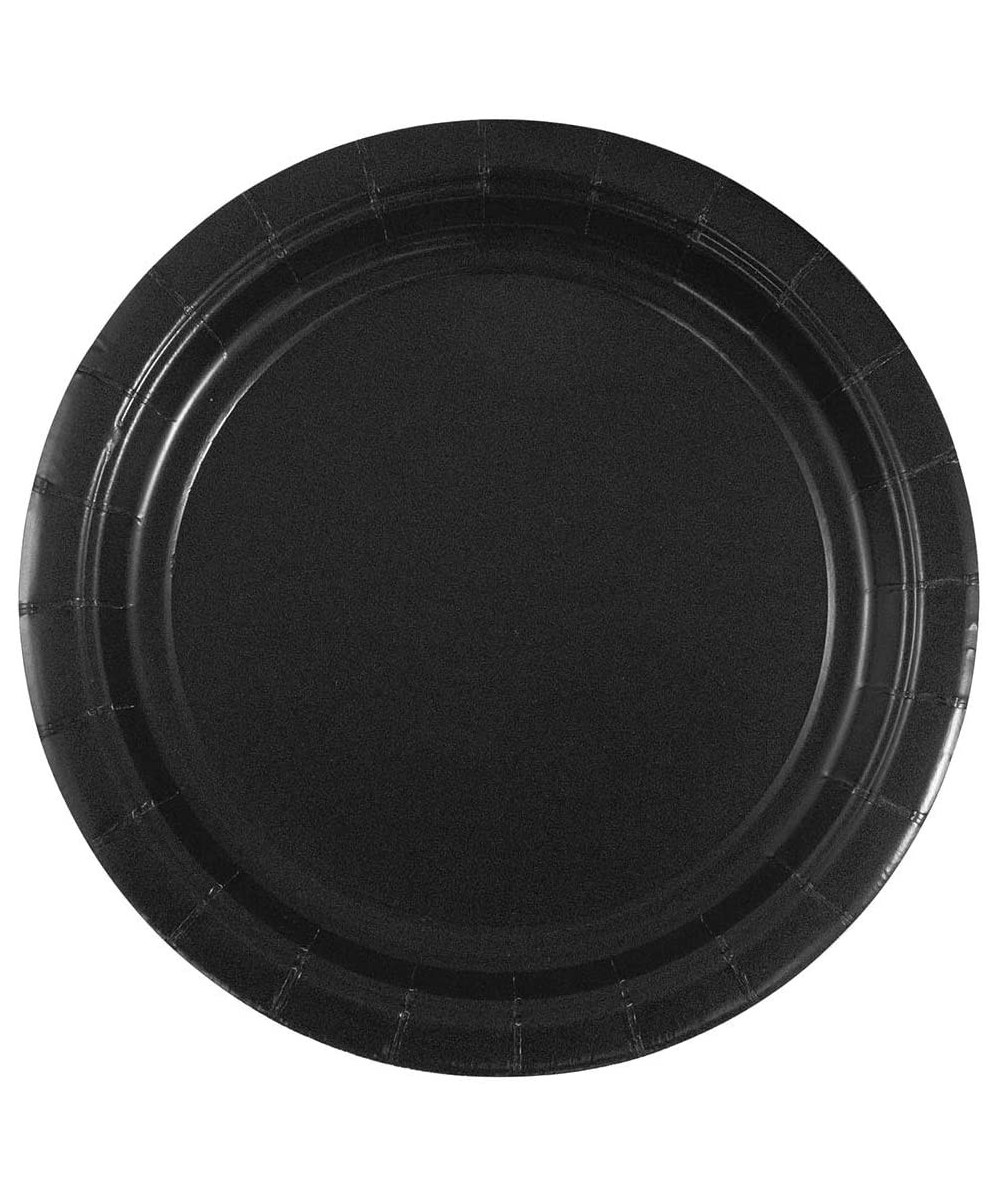 Round Paper Party Plates - Small - 7 Inch - Black - 50/Pack - Black - CQ189Y2KCGZ $15.64 Tableware