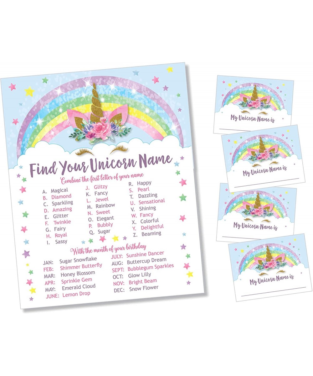 Unicorn Name Game - Unicorn Party Supplies Decorations Games for Birthday Includes 8x10" Sign [Unframed] and 25 Unicorn Name-...