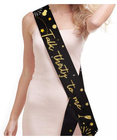 Talk Thirty to me" Sash - 30th Birthday Sash Black And Gold for Women Birthday Party Gifts Favors- Supplies and Decorations -...