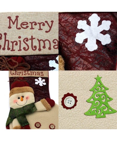 2 Pcs Set Christmas Stockings for Kids 19" Cute Plush 3D Classic Large Toys Stockings Christmas Party Decorations - Santa & S...