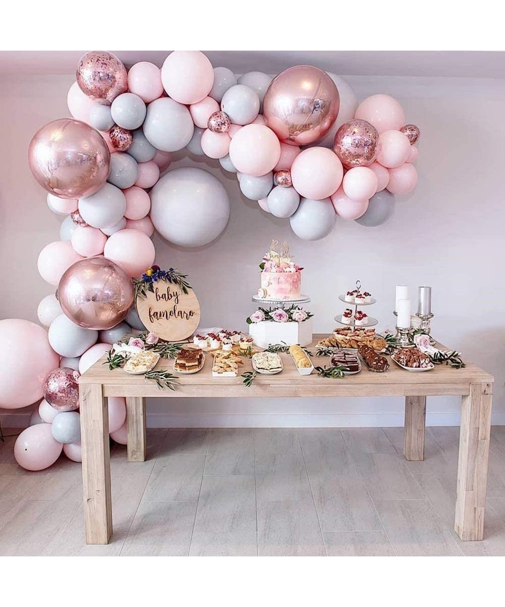 170Pcs Upgrade Macaron Balloons Arch Kit Pastel Pink Grey Balloons Garland Rose Gold Confetti Globo For Birthday Party Weddin...