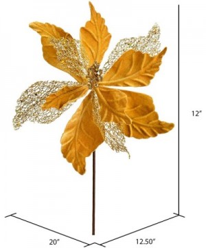 Velvet Poinsettia Mesh Aritificial Spray Christmas-Decor- 12"- Gold- 6 Piece - Gold - C918A6O9RNY $18.67 Swags
