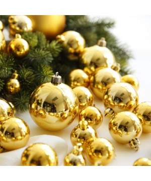 40mm Colorful Christmas Tree Ball Bauble Hanging Xmas Plastic Hanging Baubles Christmas Tree Ornaments 24Pack (Gold) - Gold -...