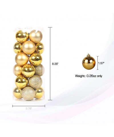 40mm Colorful Christmas Tree Ball Bauble Hanging Xmas Plastic Hanging Baubles Christmas Tree Ornaments 24Pack (Gold) - Gold -...