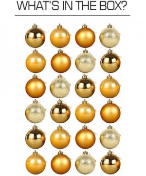 40mm Colorful Christmas Tree Ball Bauble Hanging Xmas Plastic Hanging Baubles Christmas Tree Ornaments 24Pack (Gold) - Gold -...