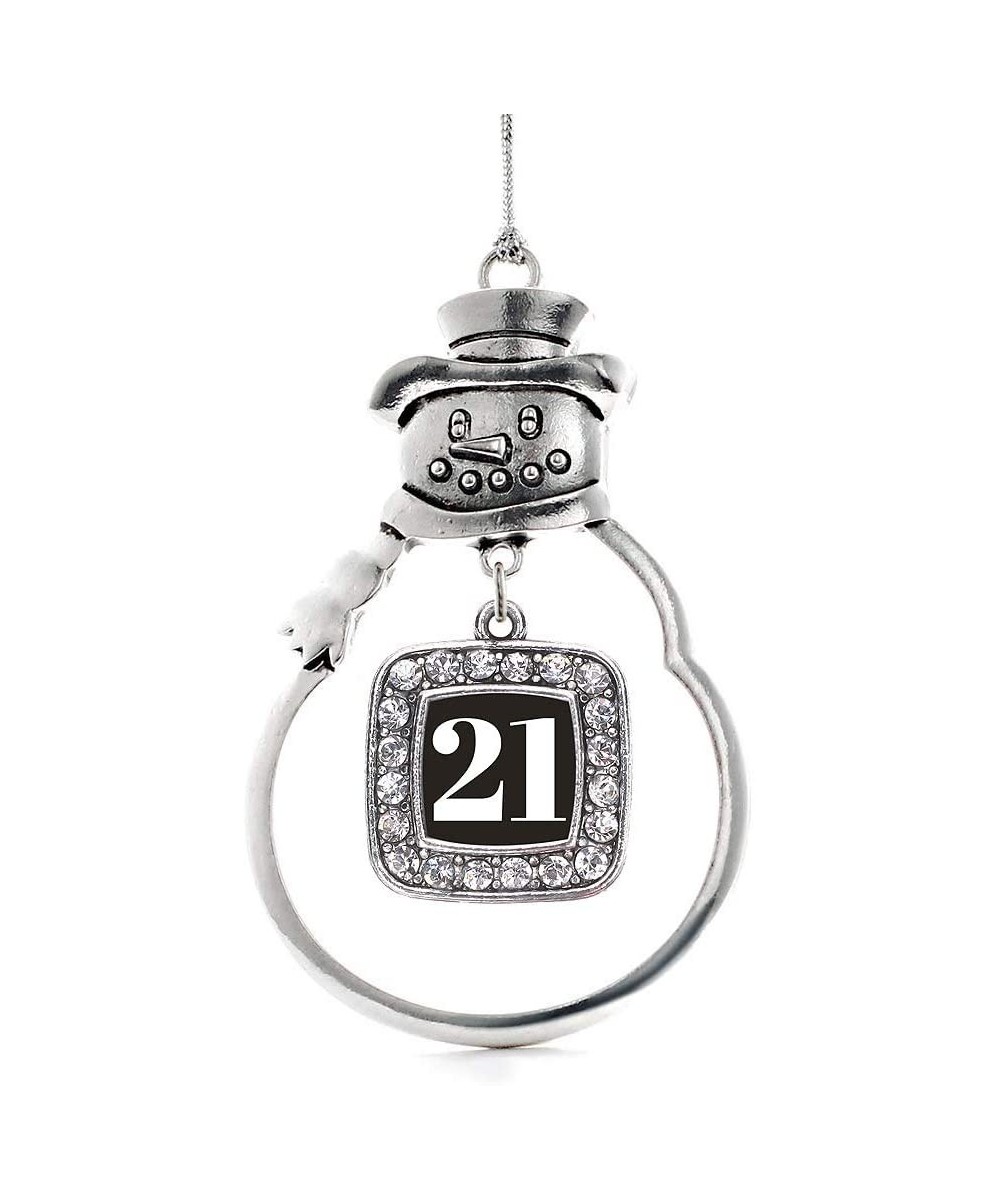 Sport Number 21 Charm Ornament - Silver Square Charm Snowman Ornament with Cubic Zirconia Jewelry - CM129T506E3 $12.36 Ornaments