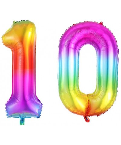 40inch Rainbow Jelly10 Balloon Jumbo Foil Helium Number Balloons for Festival Anniversary Birthday Party Decorations (10) - 1...
