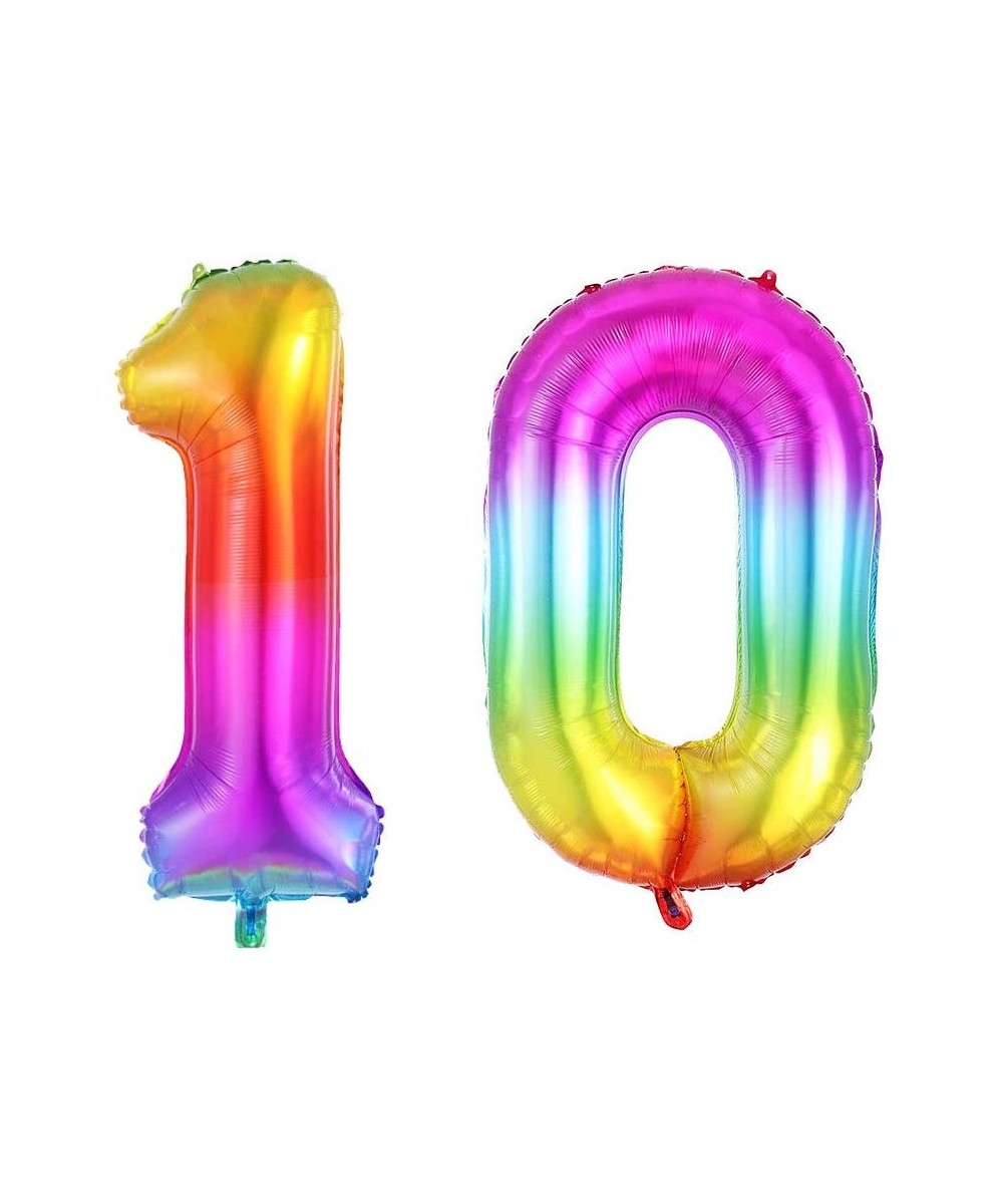 40inch Rainbow Jelly10 Balloon Jumbo Foil Helium Number Balloons for Festival Anniversary Birthday Party Decorations (10) - 1...