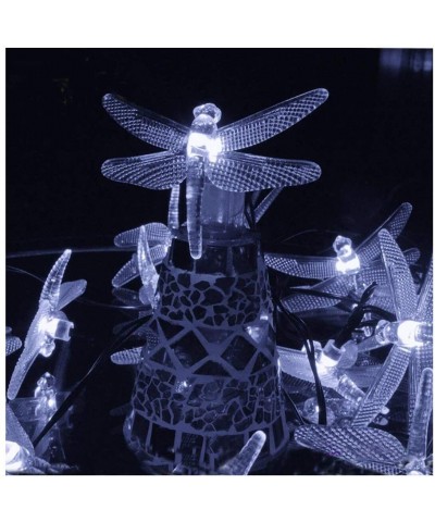 Solar String Light Waterproof Outdoor Fairy Lights 22Ft 30 Crystal Dragonfly LEDs for Pation-Homes-Gardens - White - CV184QYL...