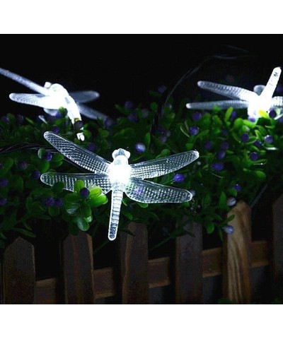 Solar String Light Waterproof Outdoor Fairy Lights 22Ft 30 Crystal Dragonfly LEDs for Pation-Homes-Gardens - White - CV184QYL...