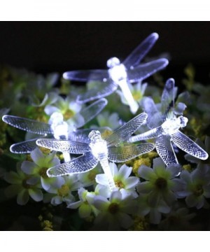 Solar String Light Waterproof Outdoor Fairy Lights 22Ft 30 Crystal Dragonfly LEDs for Pation-Homes-Gardens - White - CV184QYL...