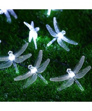 Solar String Light Waterproof Outdoor Fairy Lights 22Ft 30 Crystal Dragonfly LEDs for Pation-Homes-Gardens - White - CV184QYL...