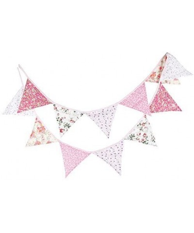 Lovely 3.3M/10.8Ft Floral Bunting Banner Pennant Garland Double Sided Triangle Flag Vintage Cloth Shabby Chic Decoration for ...