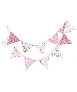 Lovely 3.3M/10.8Ft Floral Bunting Banner Pennant Garland Double Sided Triangle Flag Vintage Cloth Shabby Chic Decoration for ...