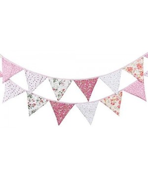 Lovely 3.3M/10.8Ft Floral Bunting Banner Pennant Garland Double Sided Triangle Flag Vintage Cloth Shabby Chic Decoration for ...