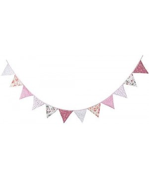 Lovely 3.3M/10.8Ft Floral Bunting Banner Pennant Garland Double Sided Triangle Flag Vintage Cloth Shabby Chic Decoration for ...