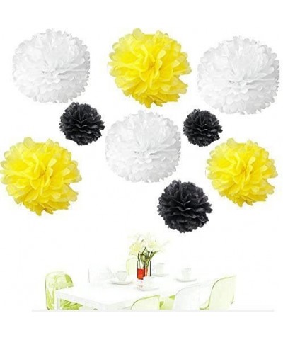 Set of 16 Black Yellow Bee Party Decoration Hanging Paper Lanterns Paper Pompoms Backdrop for Bumblebee Bee Baby Shower Gende...