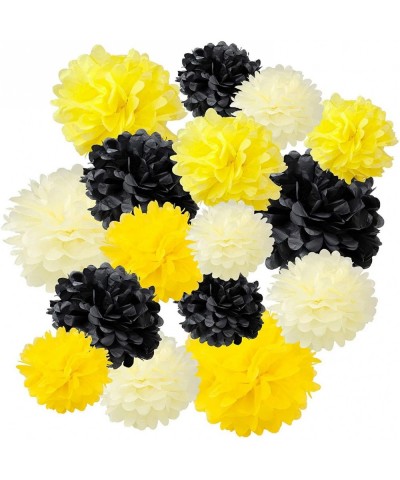 Set of 16 Black Yellow Bee Party Decoration Hanging Paper Lanterns Paper Pompoms Backdrop for Bumblebee Bee Baby Shower Gende...