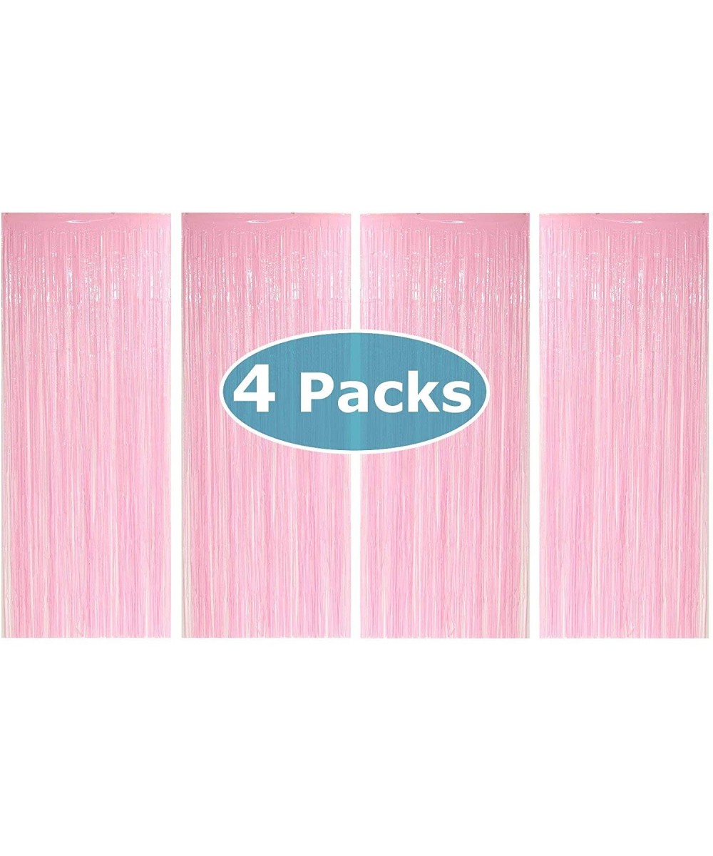 4PK 3.3 x 8.2 FT (1x2.5M) Metalic Tinsel Party Photo Backdrop Curtains Door Fringe Décor-Macaron Pink-BD52559 - Macaron Pink ...