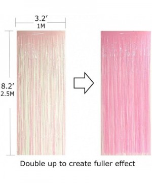 4PK 3.3 x 8.2 FT (1x2.5M) Metalic Tinsel Party Photo Backdrop Curtains Door Fringe Décor-Macaron Pink-BD52559 - Macaron Pink ...