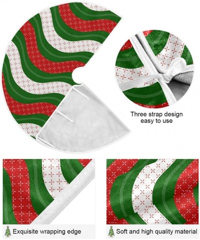 Merry Christmas Christmas Tree Skirt Red Green Stripe Xmas Tree Skirt Tree Stand Mat Cover for Holiday Party Decor 35.4in 202...