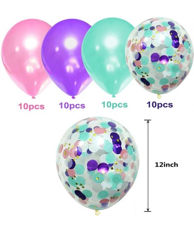 Mermaid Balloons 40pcs-Light Purple Pink Blue Latex Balloons with Confetti Balloon for Mermaid Party Decorations Birthday Par...