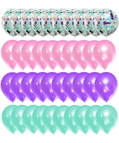 Mermaid Balloons 40pcs-Light Purple Pink Blue Latex Balloons with Confetti Balloon for Mermaid Party Decorations Birthday Par...