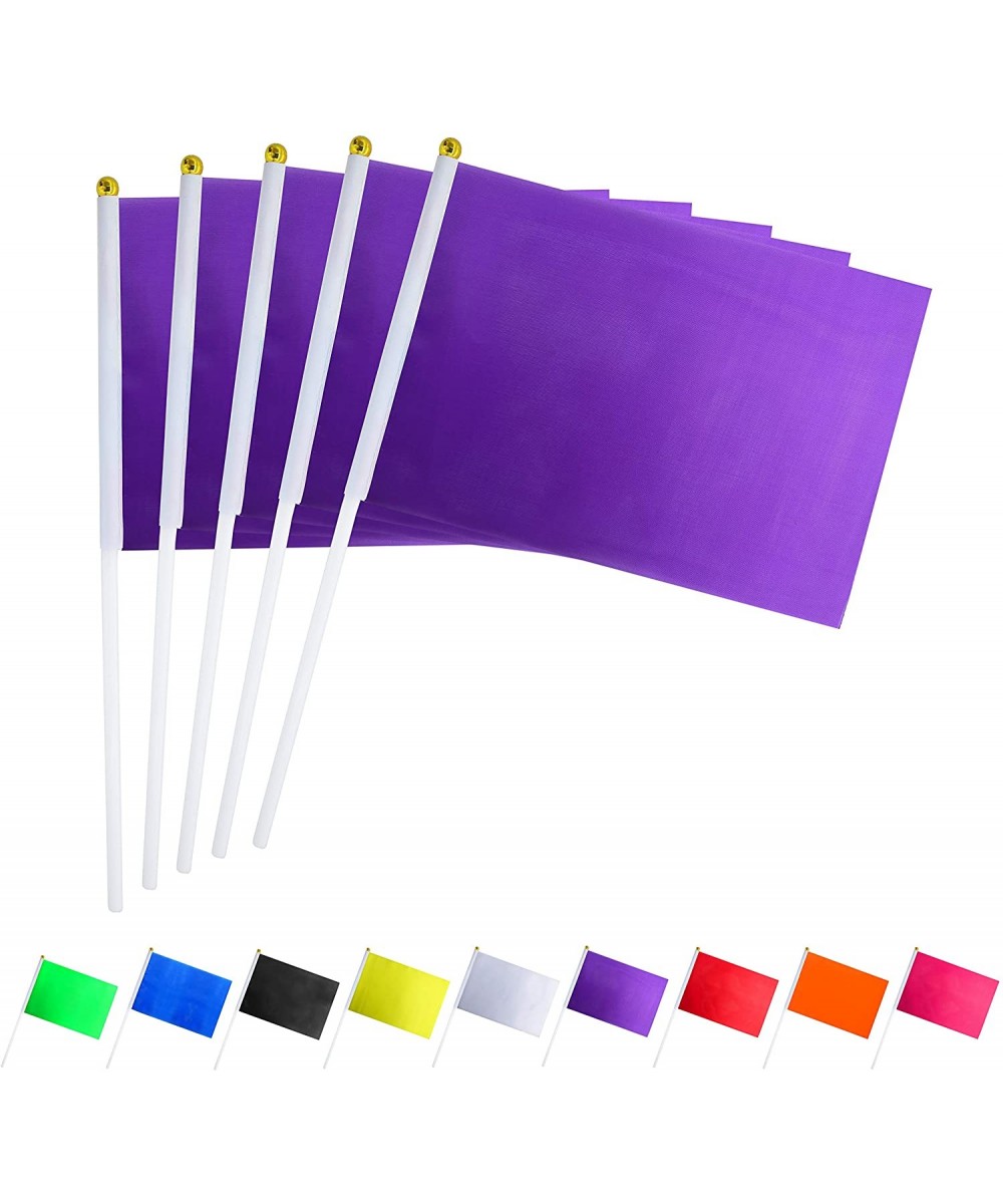 25 Pack Solid Purple Flag Small Mini Plain Purple DIY Flags On Stick-Party Decorations for Parades-Grand Opening-Kids Birthda...