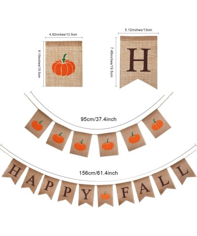 Happy Fall Burlap Banner Autumn Pumpkin Bunting Banner Thanksgiving Fall Decorations for Home Outdoor Party Decor Favors - C6...