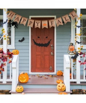 Happy Fall Burlap Banner Autumn Pumpkin Bunting Banner Thanksgiving Fall Decorations for Home Outdoor Party Decor Favors - C6...