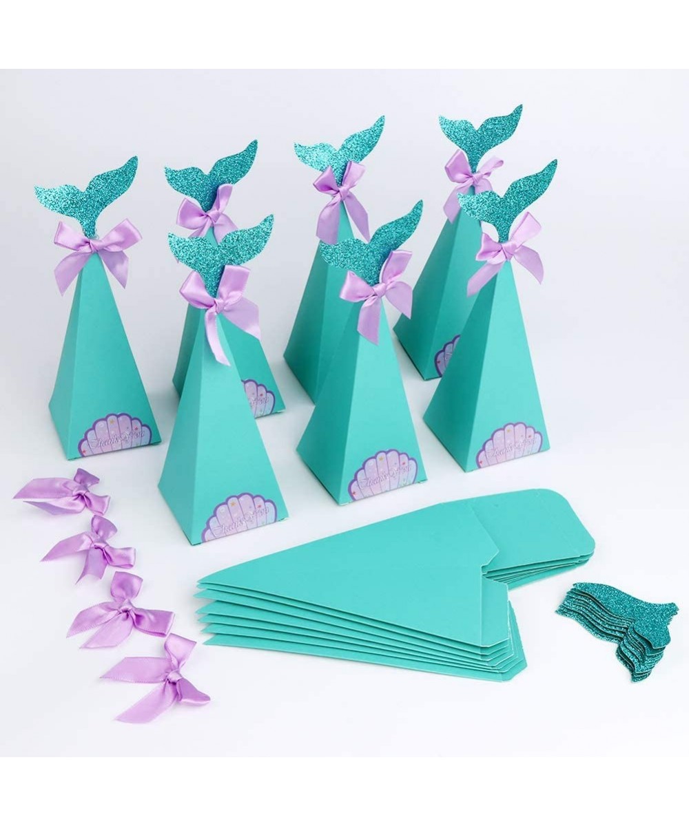 PartyTalk 50pcs Mermaid Party Boxes Favors Mermaid Gift Bags with Thank You Stickers for Kids Birthday Baby Shower Under The ...