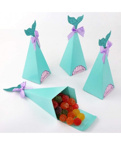 PartyTalk 50pcs Mermaid Party Boxes Favors Mermaid Gift Bags with Thank You Stickers for Kids Birthday Baby Shower Under The ...