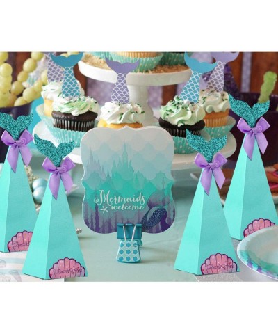 PartyTalk 50pcs Mermaid Party Boxes Favors Mermaid Gift Bags with Thank You Stickers for Kids Birthday Baby Shower Under The ...