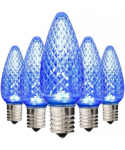 Faceted C9 Christmas Lights - Blue LED Light Bulbs Holiday Decoration - Warm Christmas Decor for Indoor & Outdoor Use - 3 SMD...