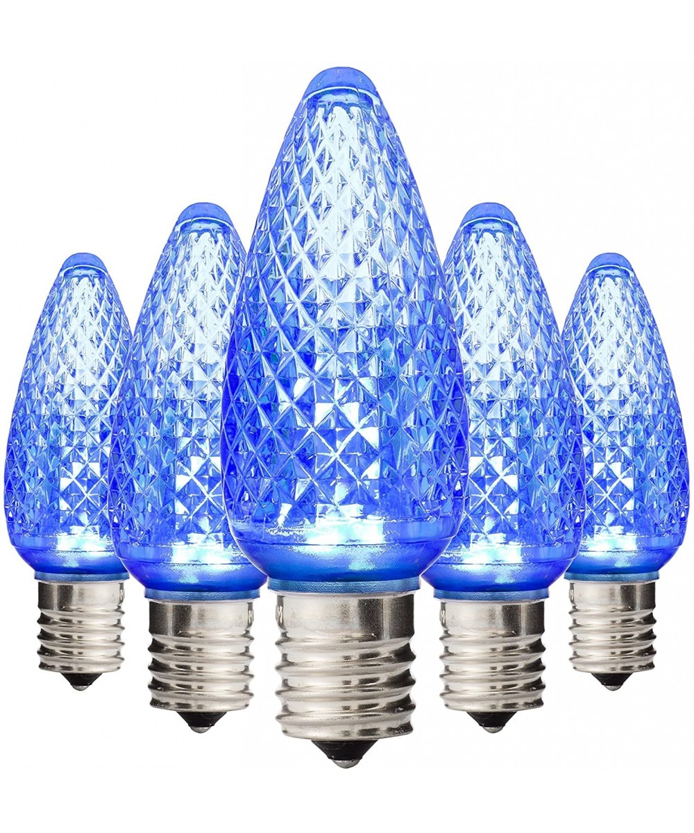 Faceted C9 Christmas Lights - Blue LED Light Bulbs Holiday Decoration - Warm Christmas Decor for Indoor & Outdoor Use - 3 SMD...