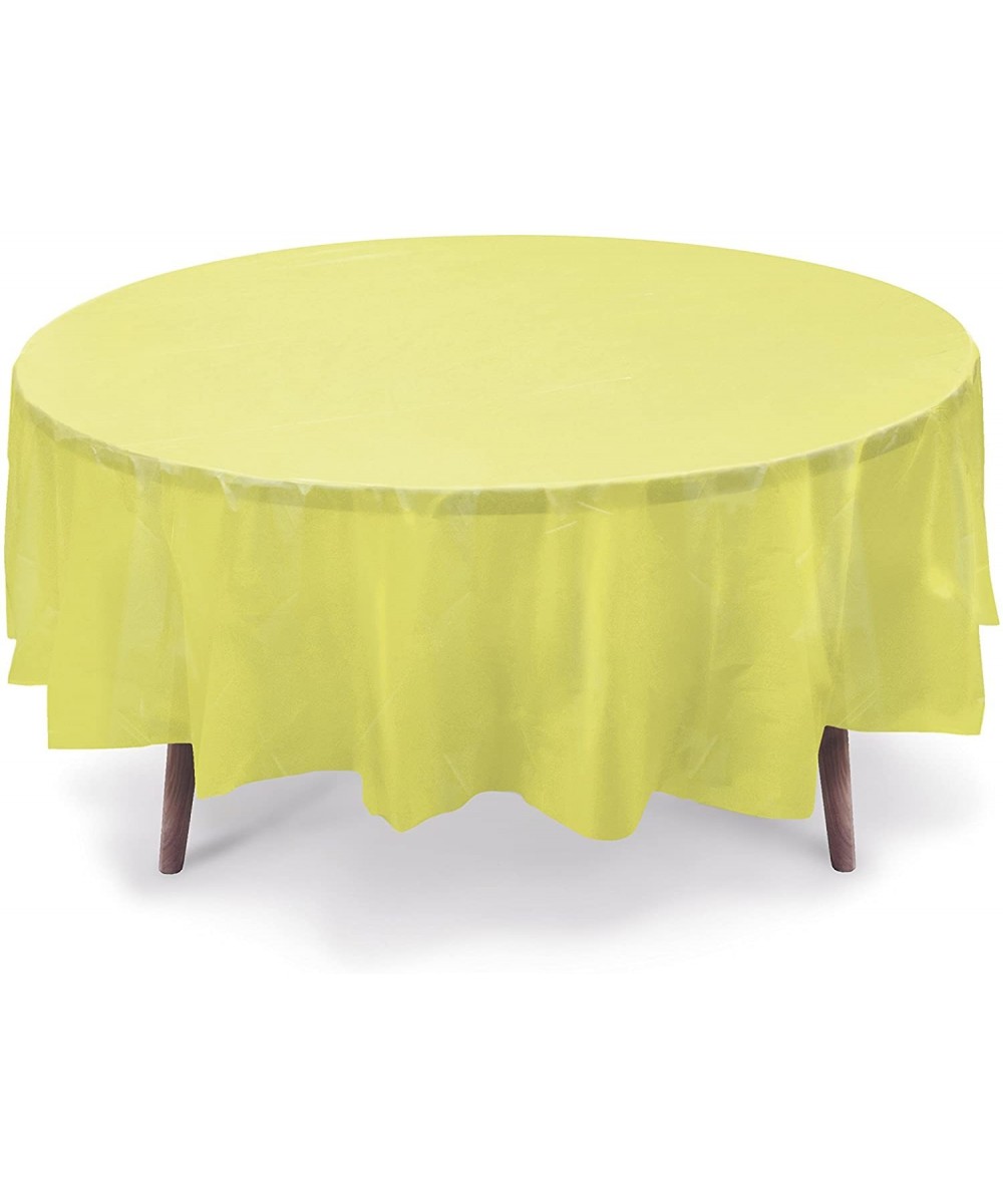 6-Pack Premium 84 Inch. Disposal Round Plastic Table Cover- Outdoor- Indoor Party- Picnic- Events- Ceremony (Yellow) - Yellow...