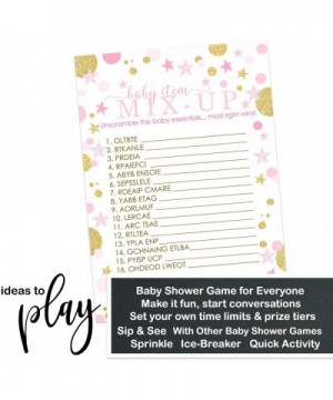 Pink and Gold Baby Shower Game Word Scramble Pack (25 Cards) Unscramble Activity - Girls Sprinkle - Princess - Twinkle Little...