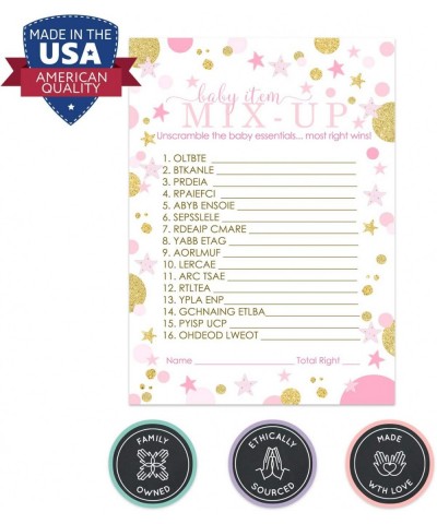 Pink and Gold Baby Shower Game Word Scramble Pack (25 Cards) Unscramble Activity - Girls Sprinkle - Princess - Twinkle Little...