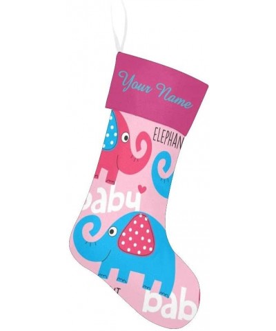 Christmas Stocking Custom Personalized Name Text Funny Elephant Pink for Family Xmas Party Decoration Gift 17.52 x 7.87 Inch ...