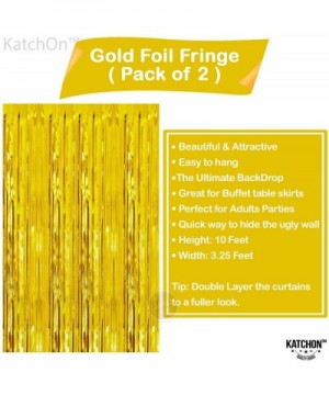 XtraLarge Gold Fringe Curtain Backdrop - 3.2x10 Feet - Pack of 2 - Gold Metallic Tinsel Backdrop For Birthday- New Year- Grad...