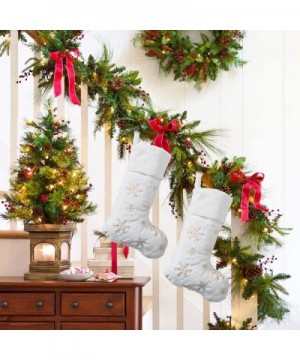 White Christmas Stockings- 2pcs 22inch Gold Snowflake Xmas Stocking Hanging Ornaments for Christmas Decoration - CP18A8U807Y ...