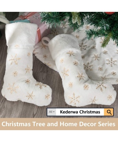 White Christmas Stockings- 2pcs 22inch Gold Snowflake Xmas Stocking Hanging Ornaments for Christmas Decoration - CP18A8U807Y ...