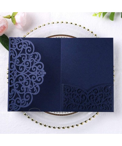 5.12 x 7.2 Inches 20 PCS Tri-Fold Laser Cut Wedding Invitation Pocket with Envelopes for Wedding Bridal Shower Engagement Bir...