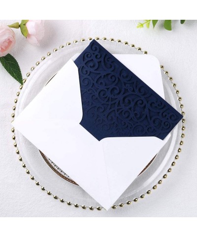 5.12 x 7.2 Inches 20 PCS Tri-Fold Laser Cut Wedding Invitation Pocket with Envelopes for Wedding Bridal Shower Engagement Bir...