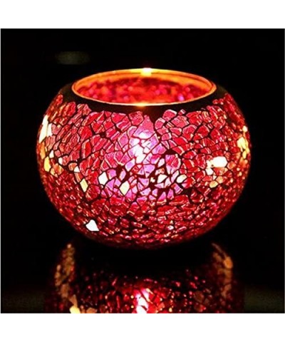 Chinese Handmade Colorful Mosaic Glass Tealight Candle Holder Tealight Votive Holder for Wedding Home Christmas Decoration (C...